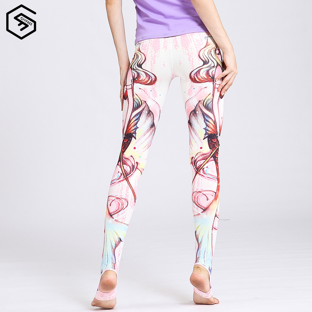Full Length Leggings with Printed Plums For Women - MICHELLE SALINS-sonthuy.vn